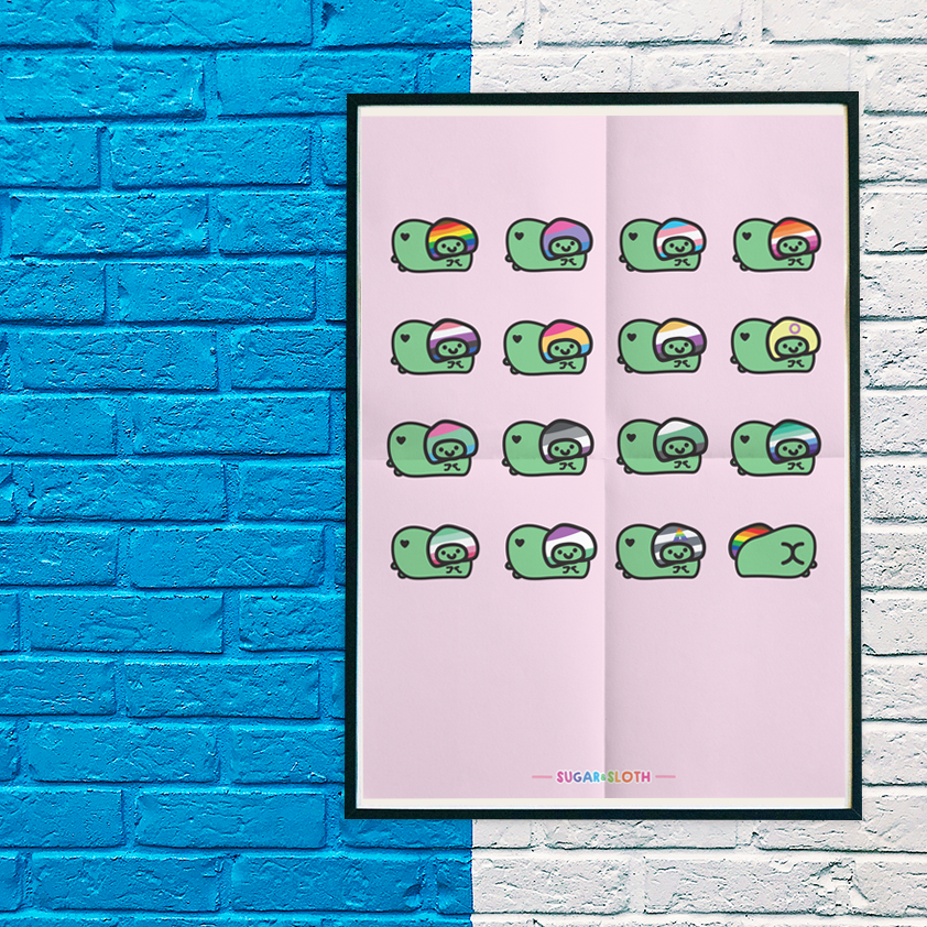 Pride Flag Rainbow Froggies Glossy A3 Poster
