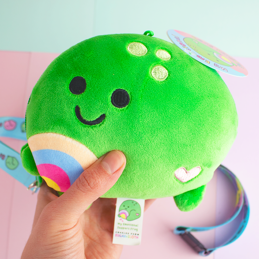 Calm: Your Emotional Support Frog Zip Plushie with Calm Cards & Lanyard. 